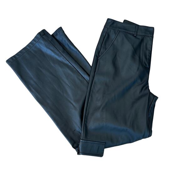Louna Black Faux Leather Cargo Pants MEDIUM Wide Leg Trouser Designer $180 Flaw - Picture 7 of 10